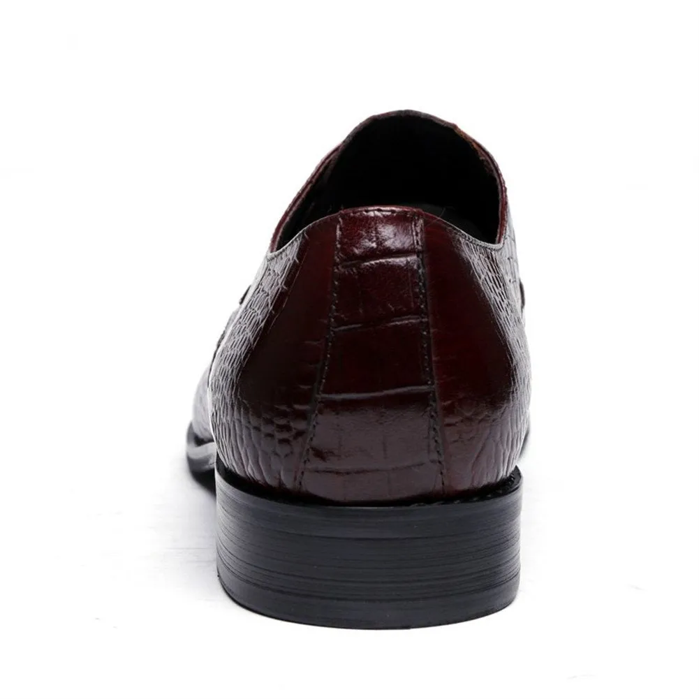 Men Lace Up Crocodile Leather Formal Shoes
