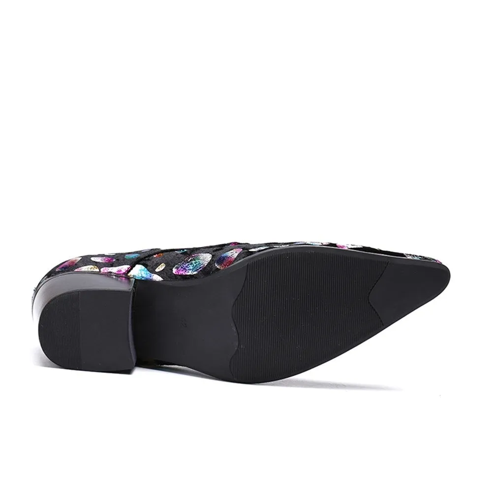 Men Slip On Printed High Heel Oxford Shoes