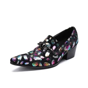 Men Slip On Printed High Heel Oxford Shoes