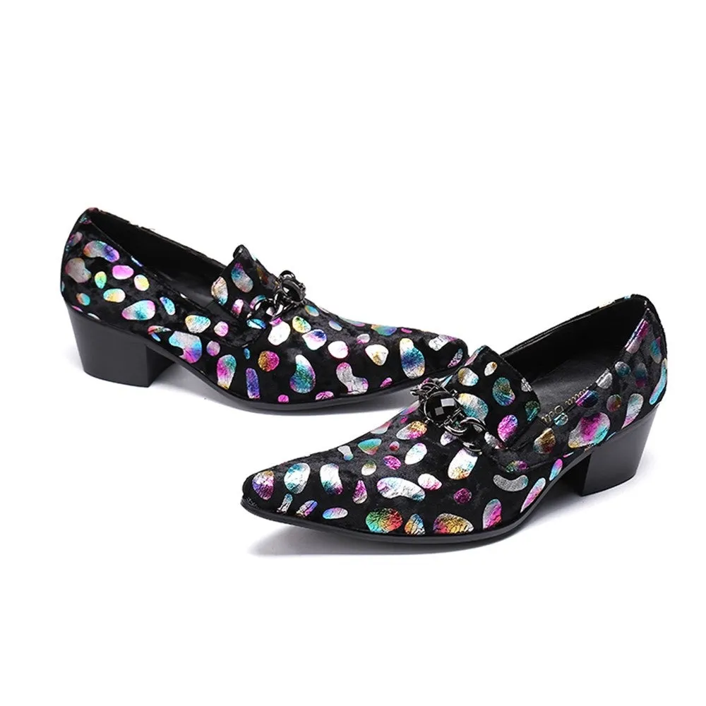 Men Slip On Printed High Heel Oxford Shoes