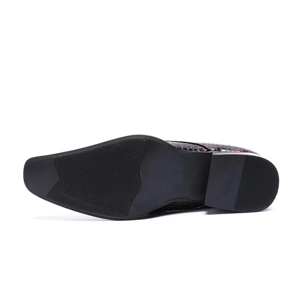Men Square Toe Decoration Printed Oxofrd Shoes