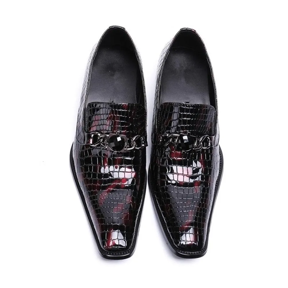 Men Square Toe Decoration Printed Oxofrd Shoes