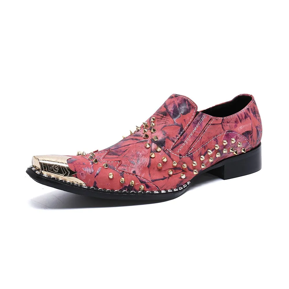 Men Steel Toe Rivet Slip On Oxford Shoes
