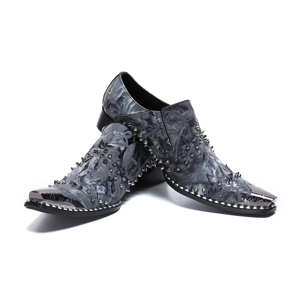 Men Steel Toe Rivet Slip On Oxford Shoes
