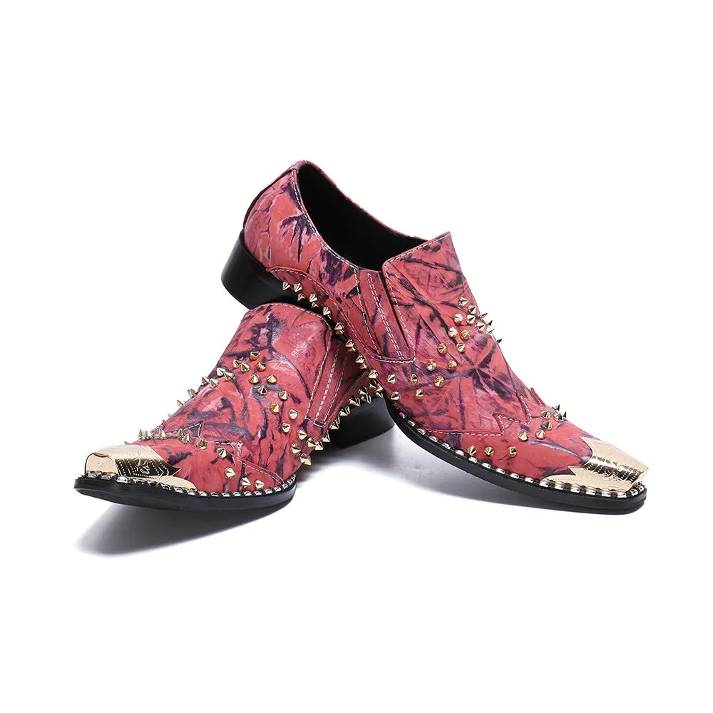 Men Steel Toe Rivet Slip On Oxford Shoes