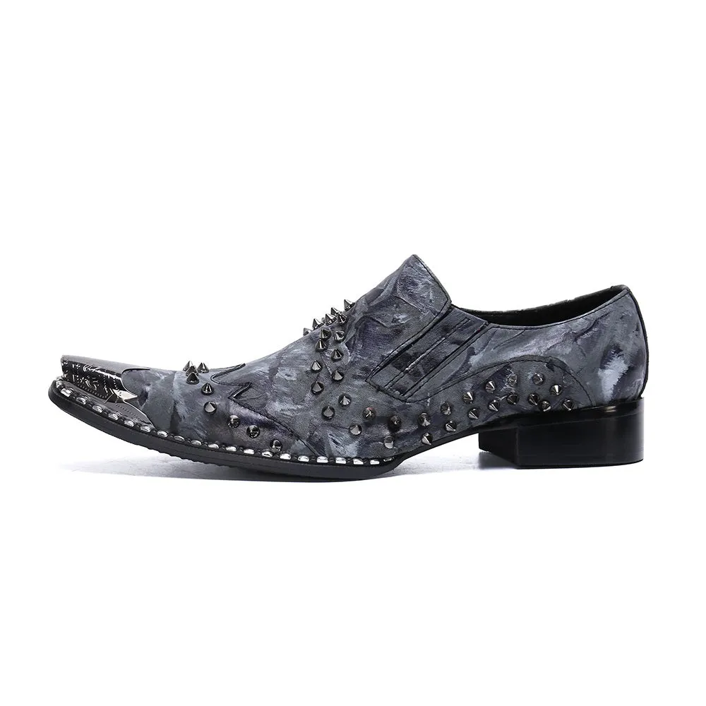 Men Steel Toe Rivet Slip On Oxford Shoes