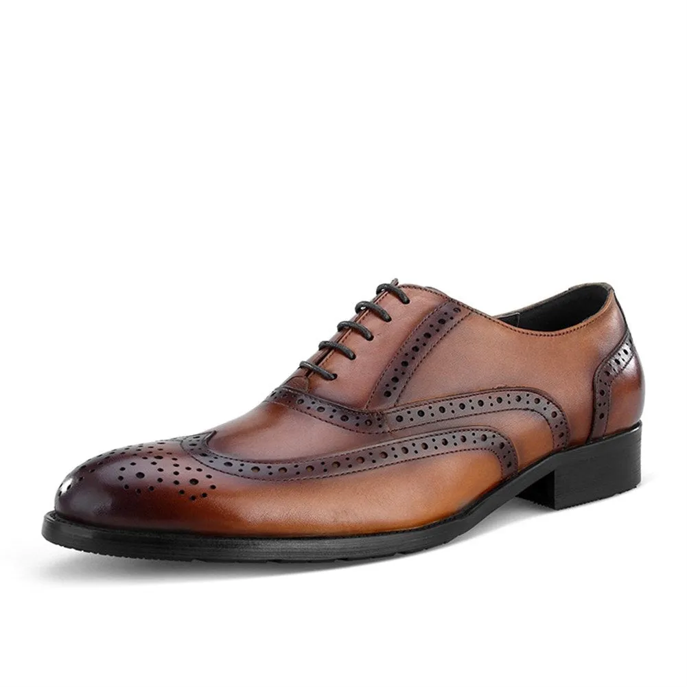 Men Wing Tip Brogue Lace Up Pointed Formal Shoes