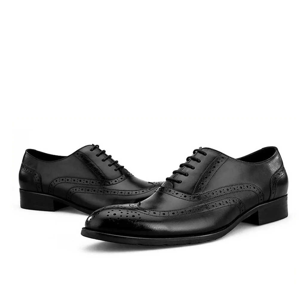 Men Wing Tip Brogue Lace Up Pointed Formal Shoes