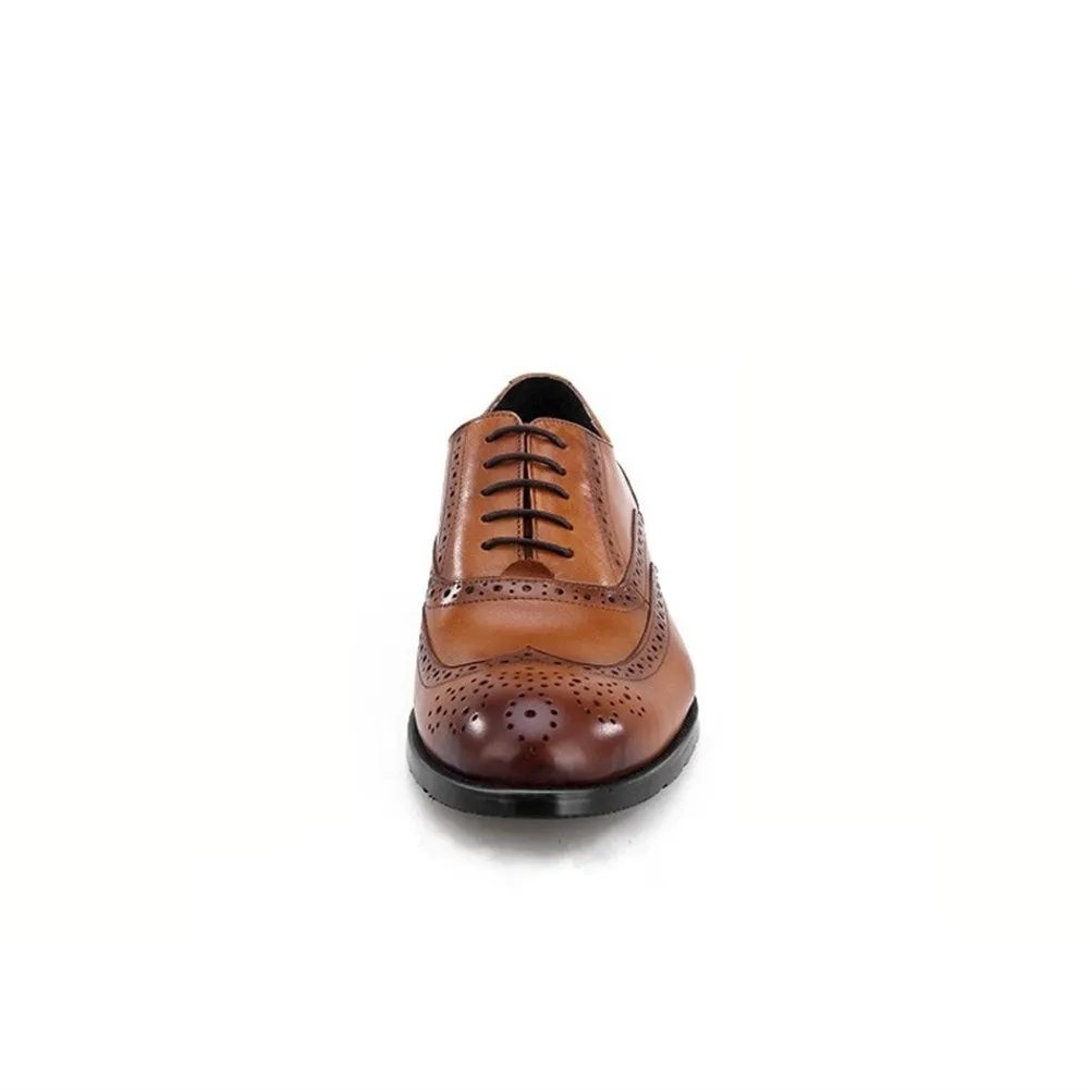 Men Wing Tip Brogue Lace Up Pointed Formal Shoes