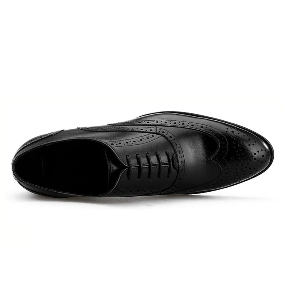 Men Wing Tip Brogue Lace Up Pointed Formal Shoes