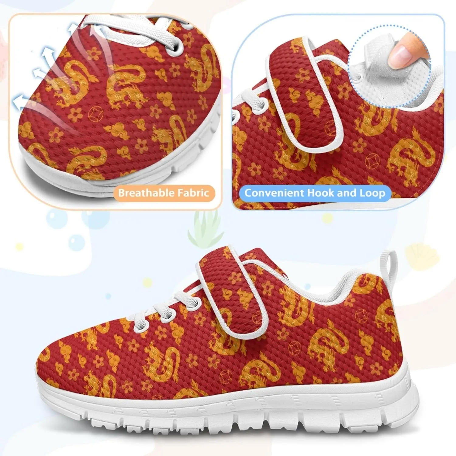 Micoklinlin Kids Sneakers Boys Girls Lightweight Strap Athletic Running Shoes Comfort Running Jogging Tennis Sport Shoes