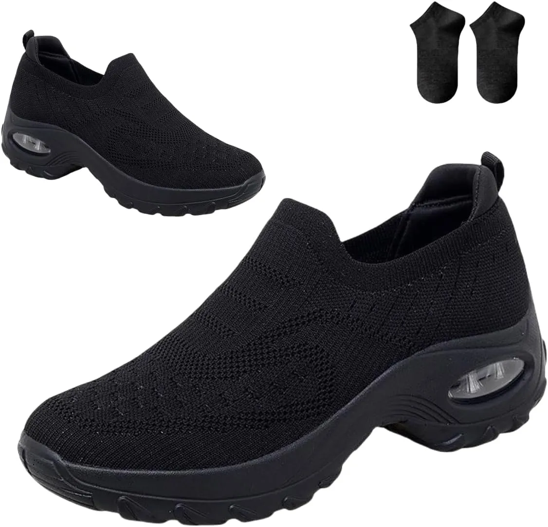 Orthoture Women's Shoes,Air Cushion Slip On Walking Shoes,Arch Support Comfort Breathable Mesh Orthopedic Platform Sneakers