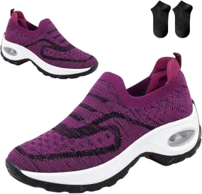Orthoture Women's Shoes,Air Cushion Slip On Walking Shoes,Arch Support Comfort Breathable Mesh Orthopedic Platform Sneakers