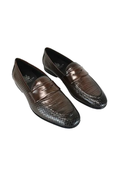 P CROUCH & CO Ox Blood Brown Croc