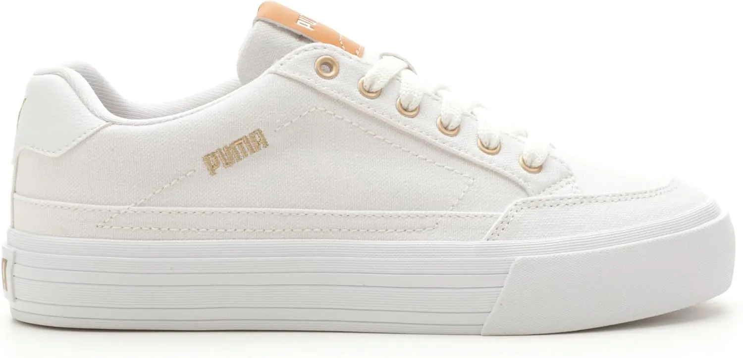 PUMA Women's Court Classic Vulc Shoes, Alpine Snow-Toasted Almond-White, 5.5