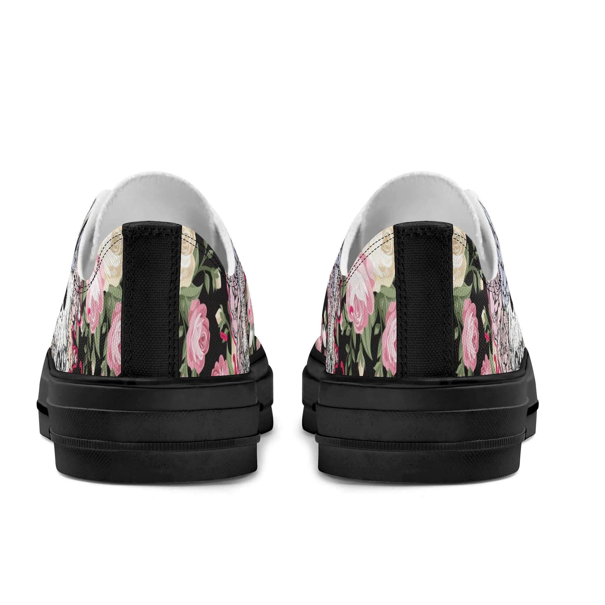 Skull & Roses Pattern - Womens Classic Low Top Canvas Shoes for Footwear Lovers