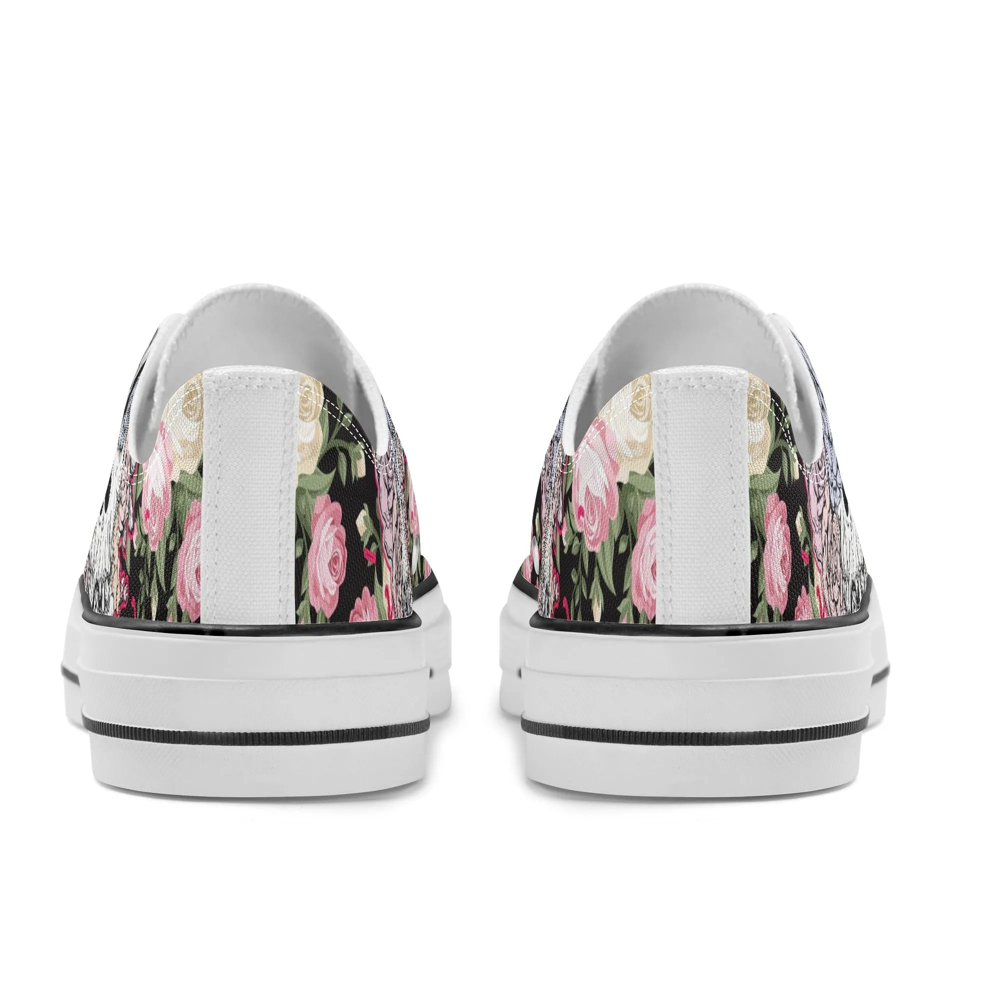 Skull & Roses Pattern - Womens Classic Low Top Canvas Shoes for Footwear Lovers