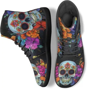 Skull High Top Basketball Barefoot Shoes for Men Women Casual Walking Work Shoes Running Sneakers