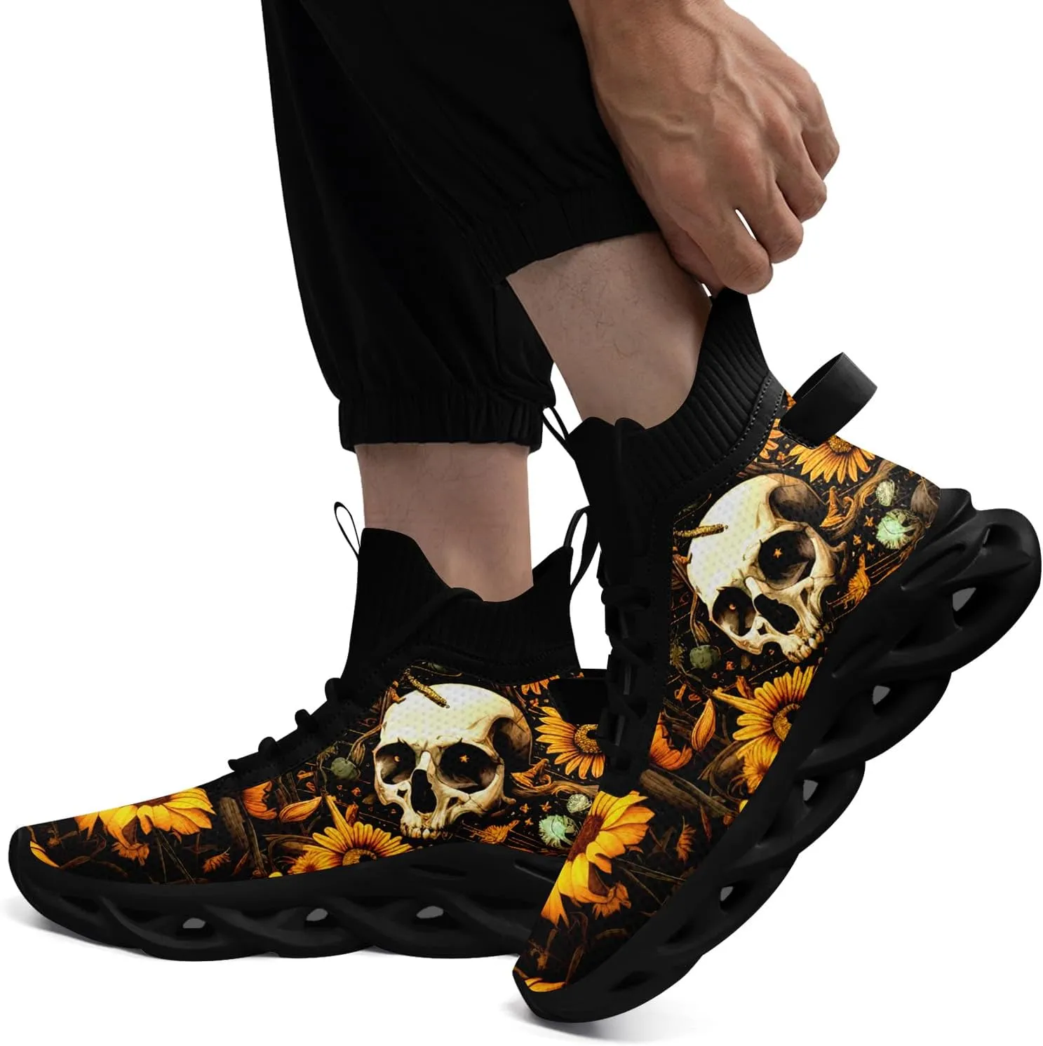 Skull Running Shoes for Men Women Fashion Sneakers Lightweight Breathable Athletic Trainer Walking Tennis Shoes