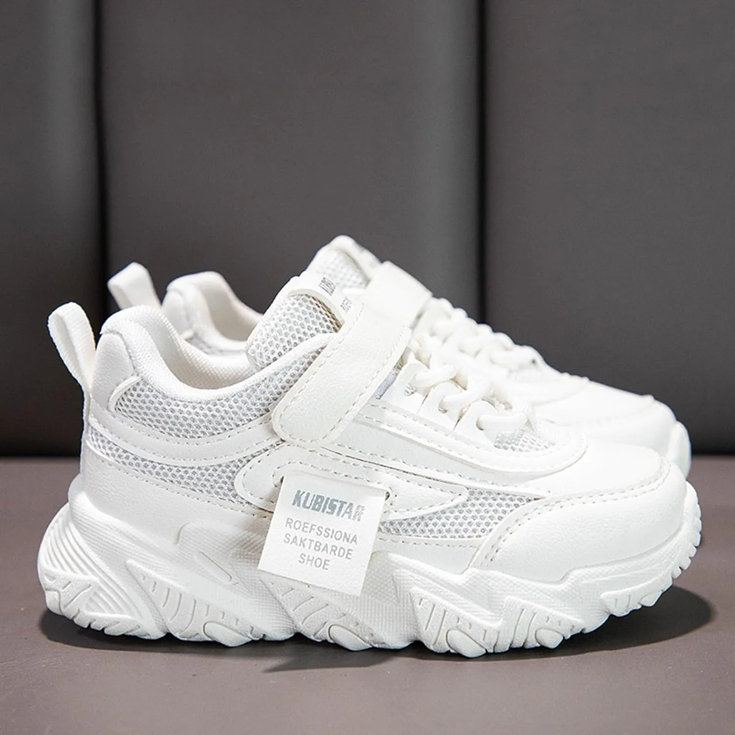 Sneakers for Girls Boys Chunky Sneakers for Kids Fashion Platform White Leather Casual Comfy Wedge Walking Sport Sneakers
