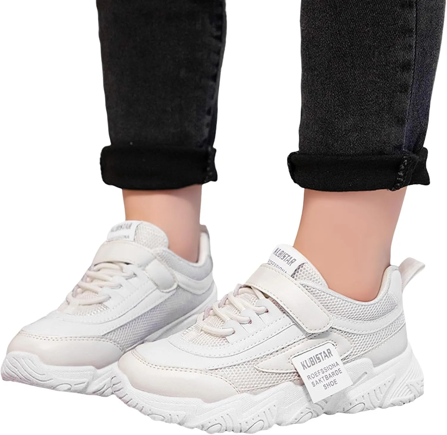 Sneakers for Girls Boys Chunky Sneakers for Kids Fashion Platform White Leather Casual Comfy Wedge Walking Sport Sneakers
