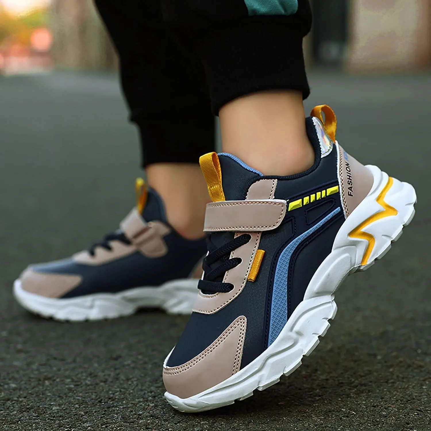 Sneakers for Girls Fashion Tennis Shoes Kids Lightweight Running Casual Comfortable Walking Shoes with Hook and Loop