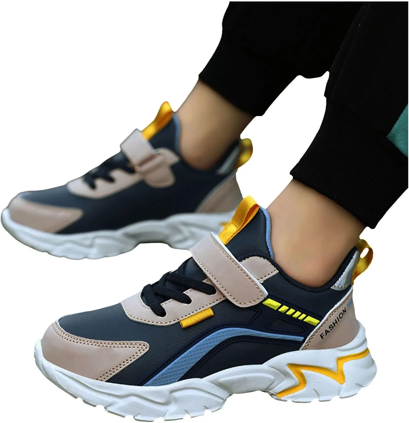 Sneakers for Girls Fashion Tennis Shoes Kids Lightweight Running Casual Comfortable Walking Shoes with Hook and Loop