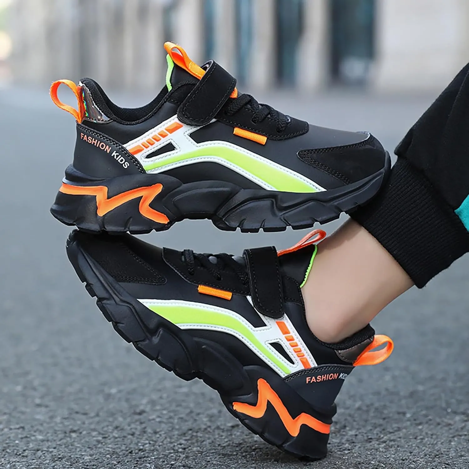 Sneakers for Girls Fashion Tennis Shoes Kids Lightweight Running Casual Comfortable Walking Shoes with Hook and Loop