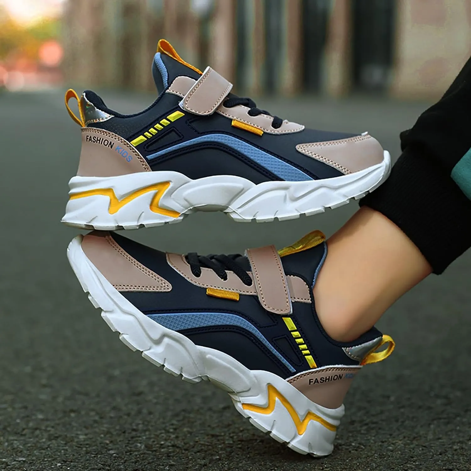 Sneakers for Girls Fashion Tennis Shoes Kids Lightweight Running Casual Comfortable Walking Shoes with Hook and Loop