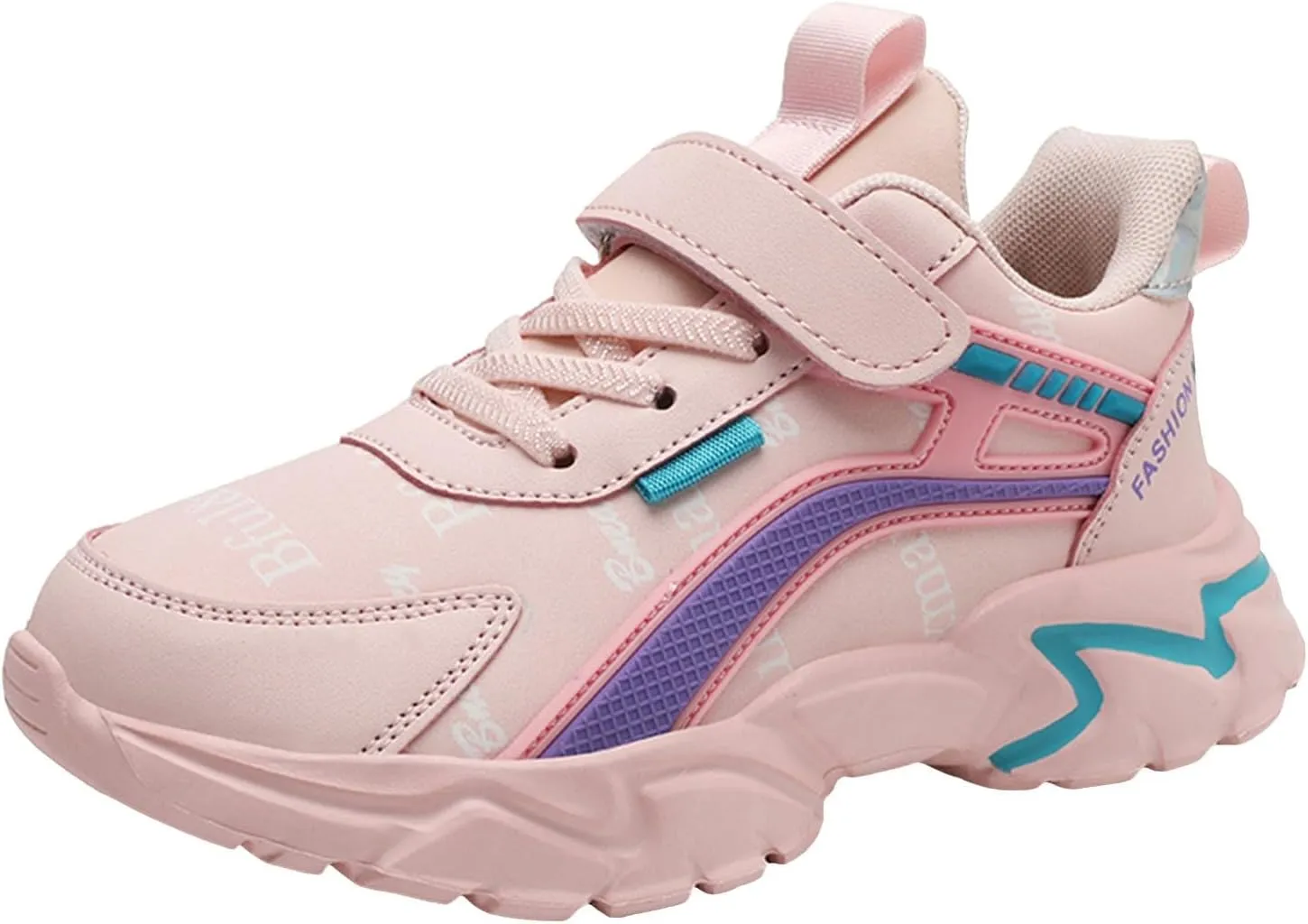 Sneakers for Girls Fashion Tennis Shoes Kids Lightweight Running Casual Comfortable Walking Shoes with Hook and Loop