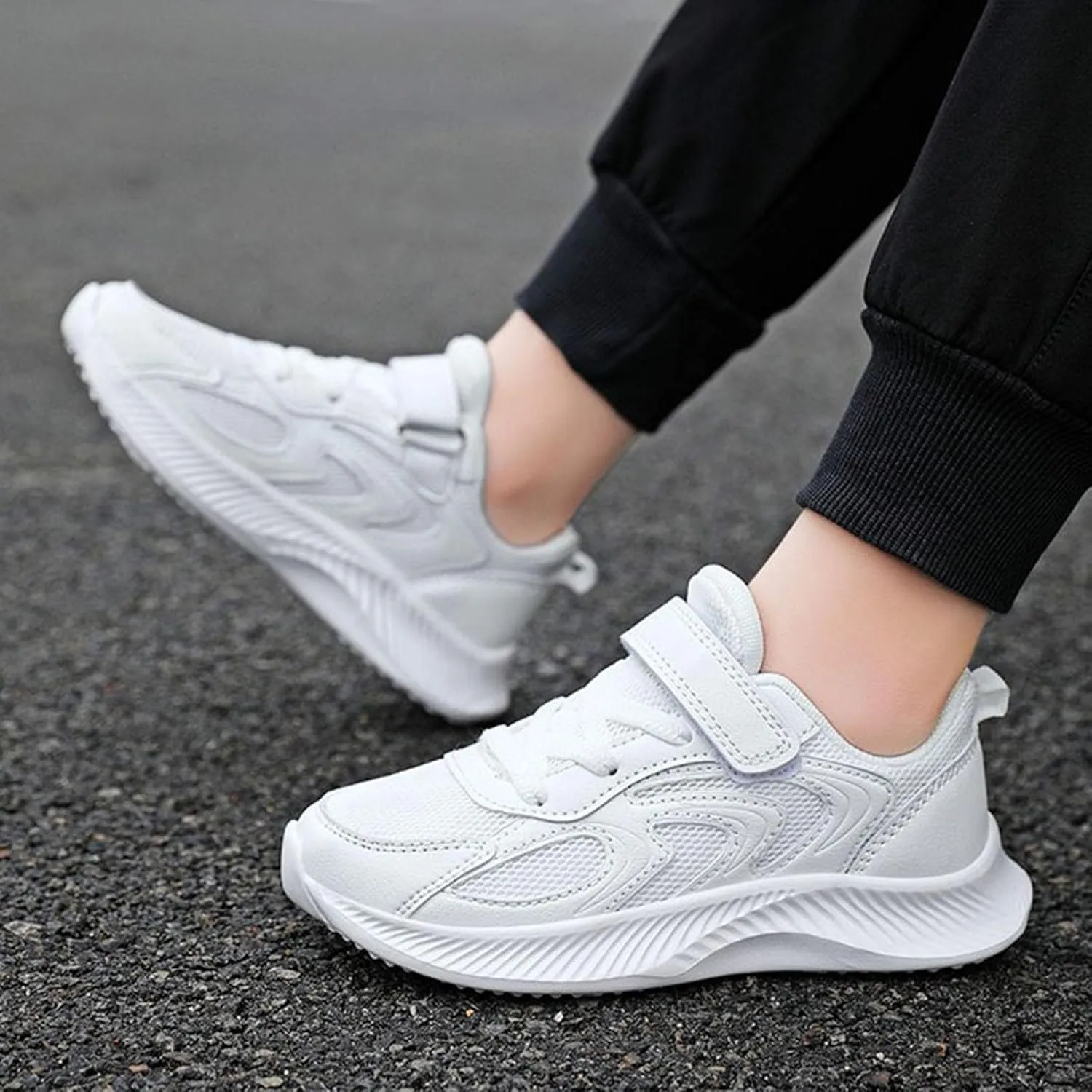 Sneakers for Girls Tennis Non Slip Kids Athletic Running Walking Shoes Breathable Lightweight Lace Up Sport Sneakers