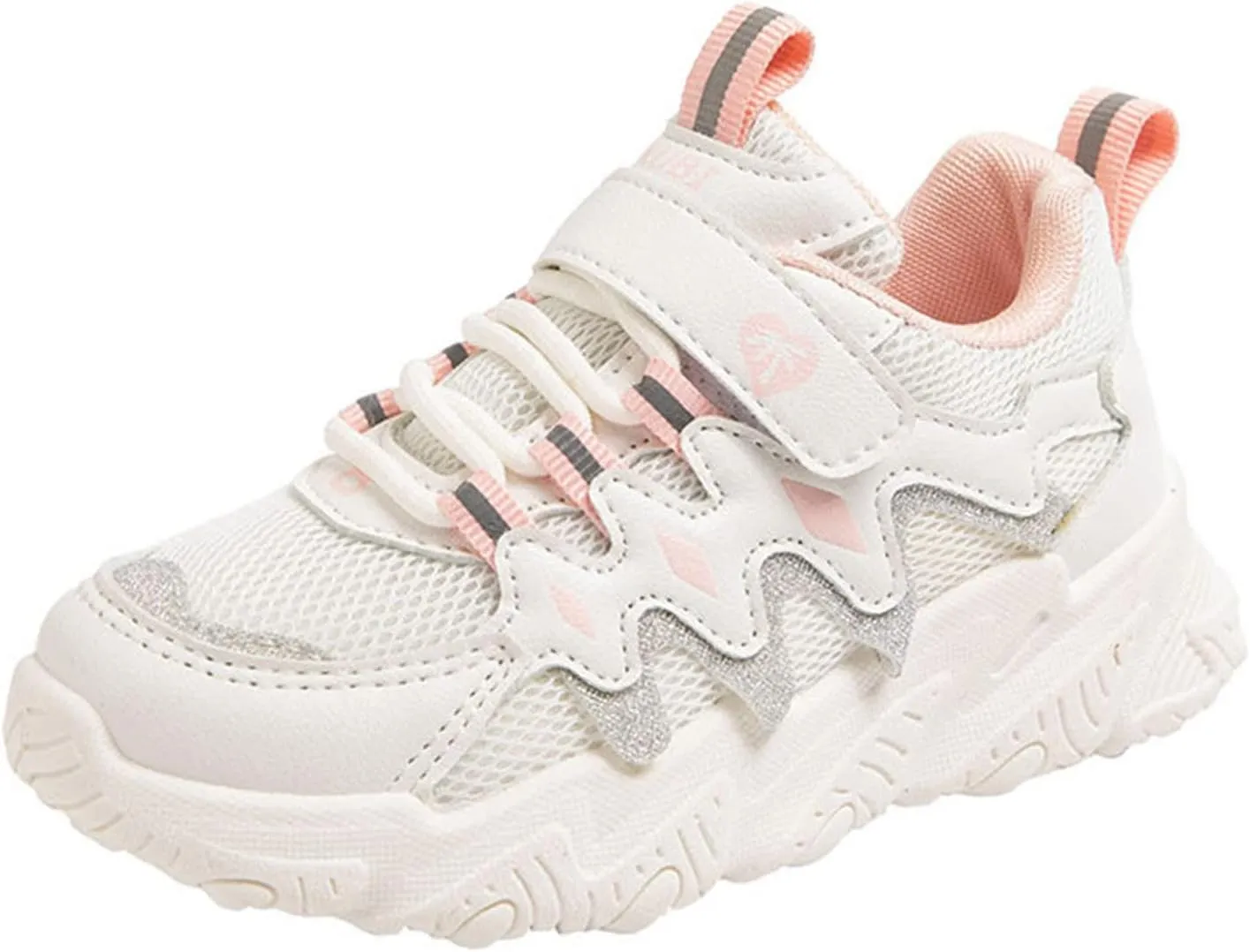 Sneakers for Girls Tennis Shoes for Running with Hook and Loop Kids Athletic Comfortable Breathable Walking Sneakers