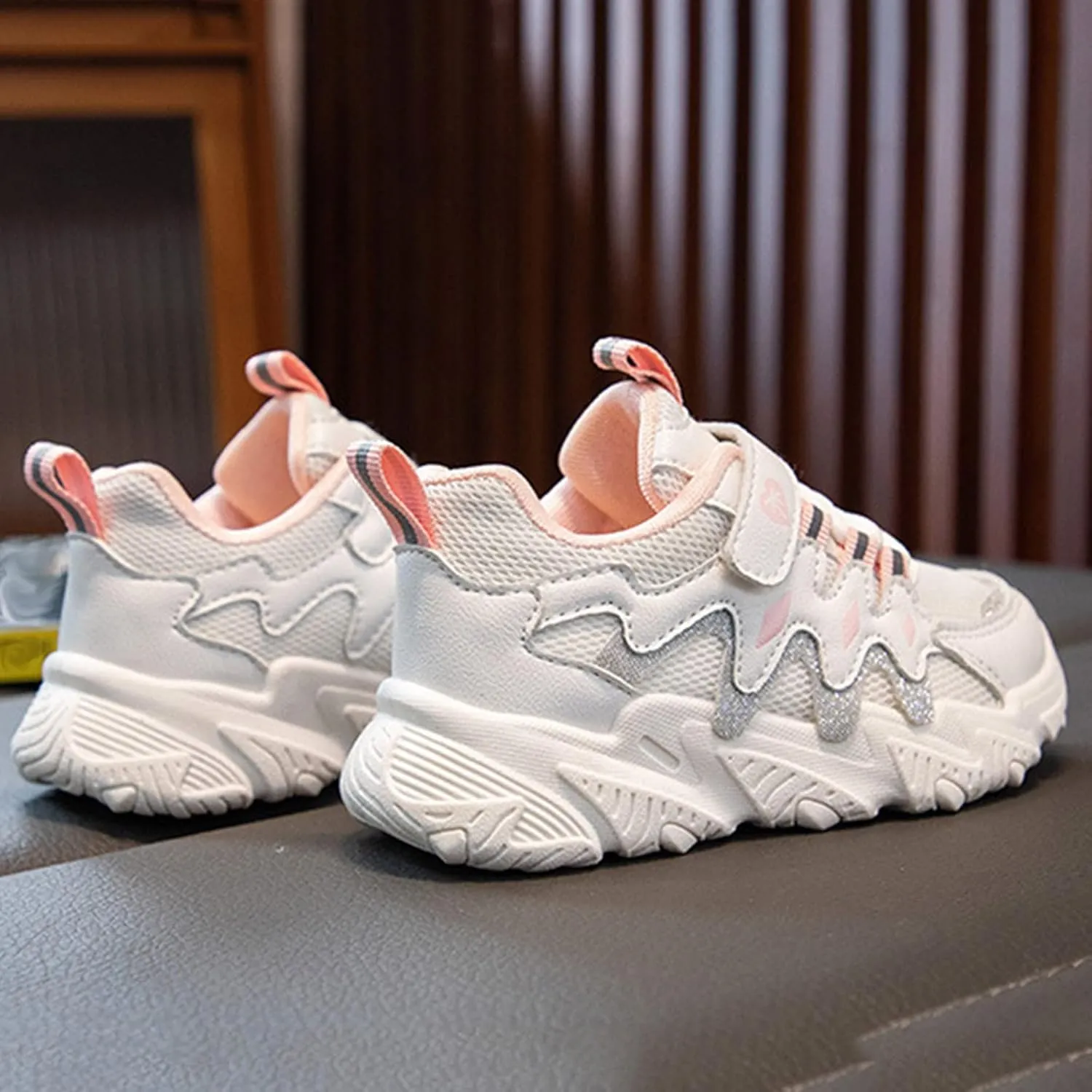 Sneakers for Girls Tennis Shoes for Running with Hook and Loop Kids Athletic Comfortable Breathable Walking Sneakers