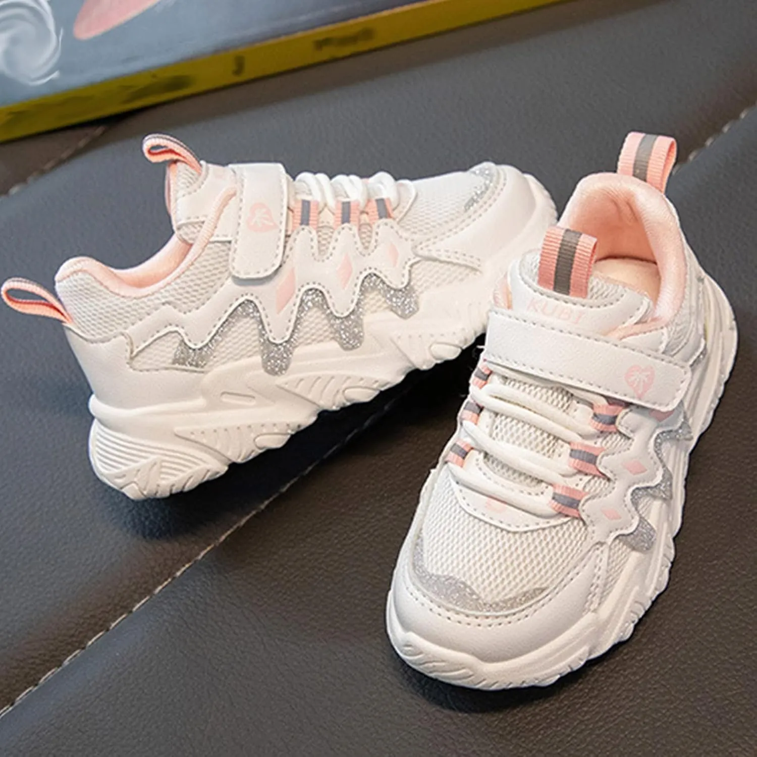 Sneakers for Girls Tennis Shoes for Running with Hook and Loop Kids Athletic Comfortable Breathable Walking Sneakers