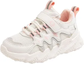 Sneakers for Girls Tennis Shoes for Running with Hook and Loop Kids Athletic Comfortable Breathable Walking Sneakers