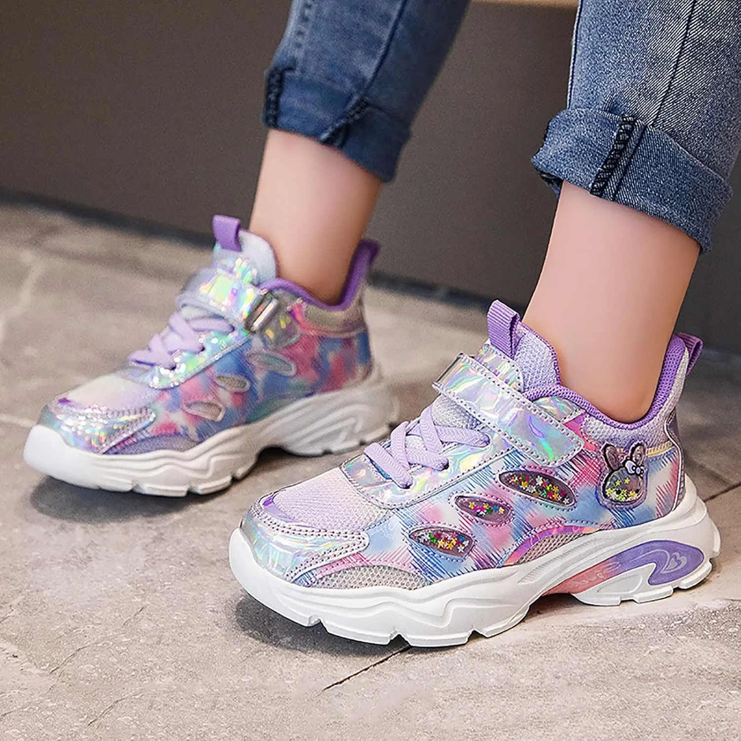 Sneakers for Women Breathable Tennis Shoes with Hook and Loop Lightweight Sports Kids Sneakers for Running and Walking