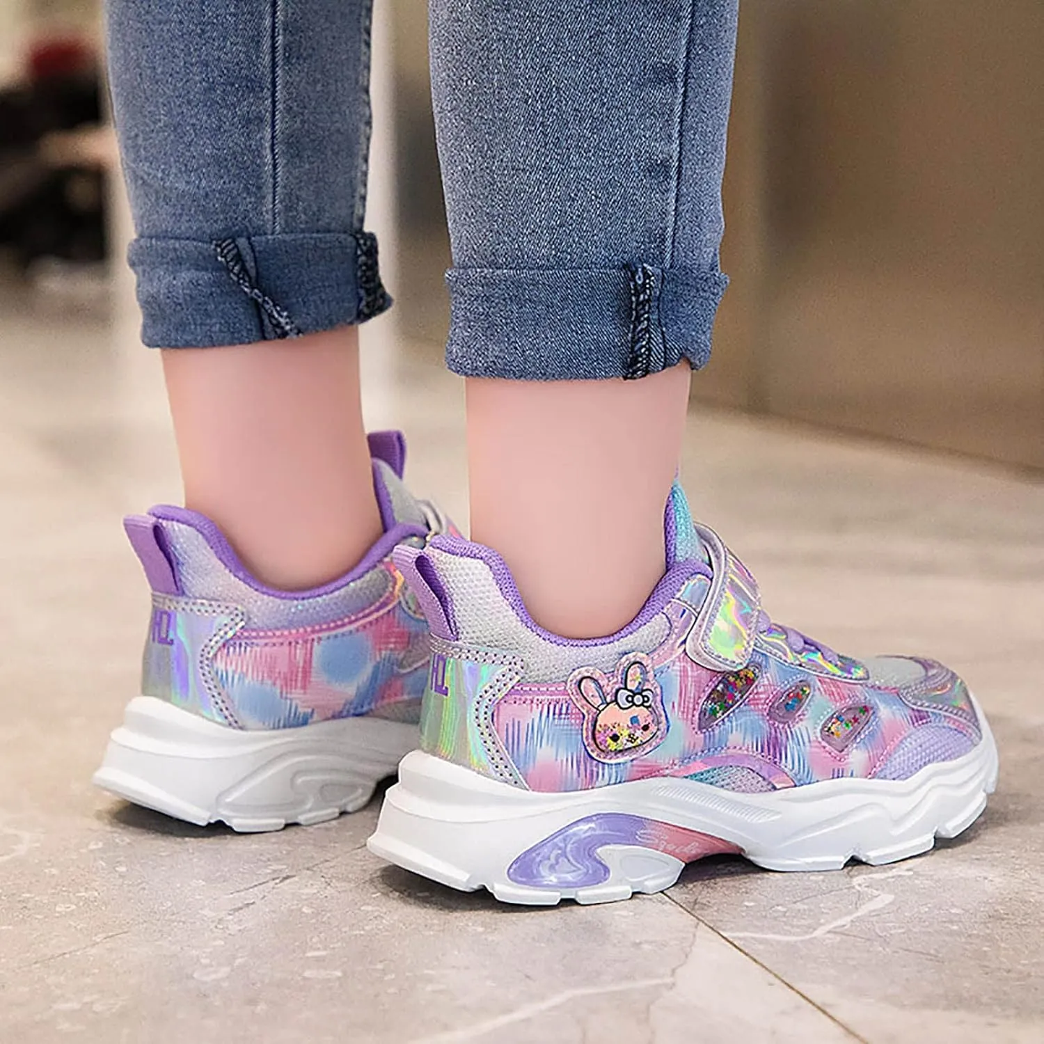 Sneakers for Women Breathable Tennis Shoes with Hook and Loop Lightweight Sports Kids Sneakers for Running and Walking