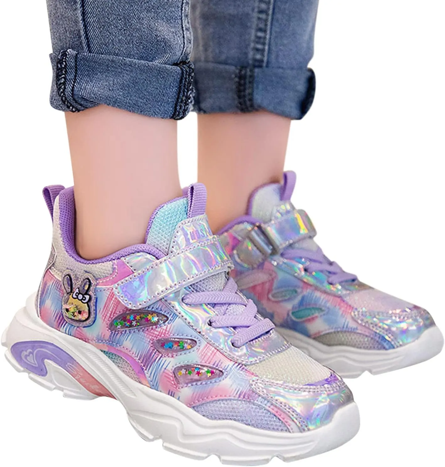 Sneakers for Women Breathable Tennis Shoes with Hook and Loop Lightweight Sports Kids Sneakers for Running and Walking