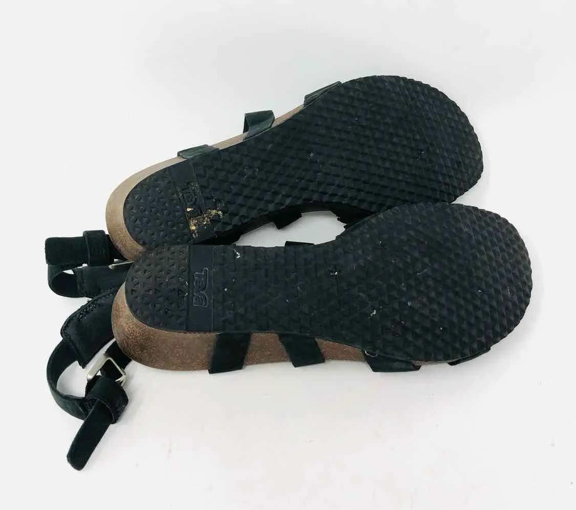 Teva Size 10 Black Crisscross Suede Shoes Wedge Sandal