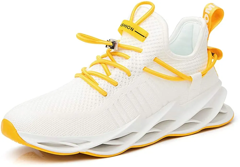 White Men's Running Shoes Breathable Mesh Sneakers