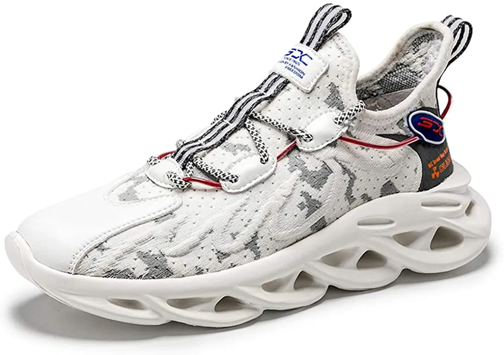 White Men's Running Shoes Breathable Mesh Sneakers